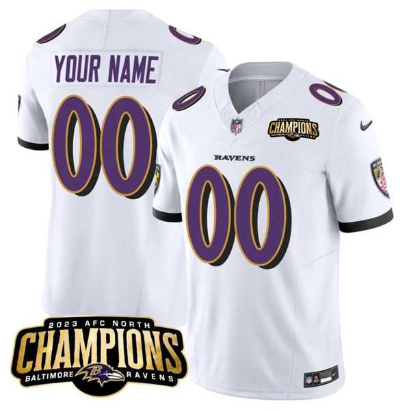 Men & Women & Youth Baltimore Ravens Active Player Custom White 2023 F.U.S.E. AFC North Champions Vapor Limited Jersey